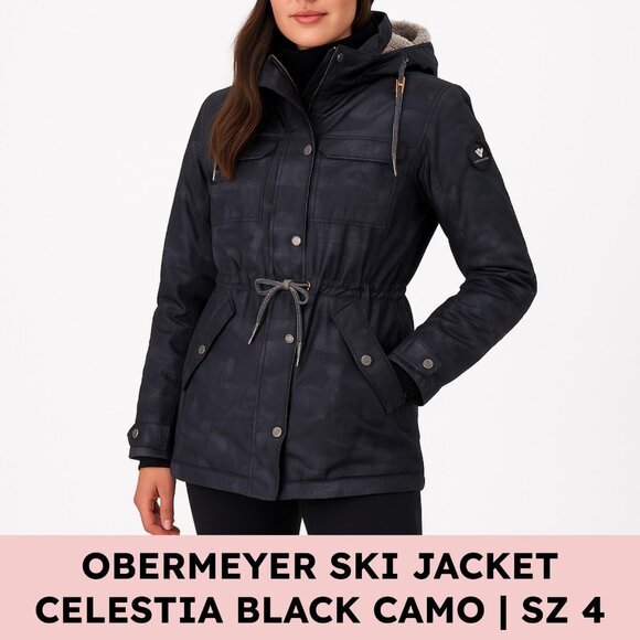 Obermeyer Jackets & Blazers - Obermeyer Celestia Black Camo Insulated Ski Jacket Size 4 Waterproof Winter Coat